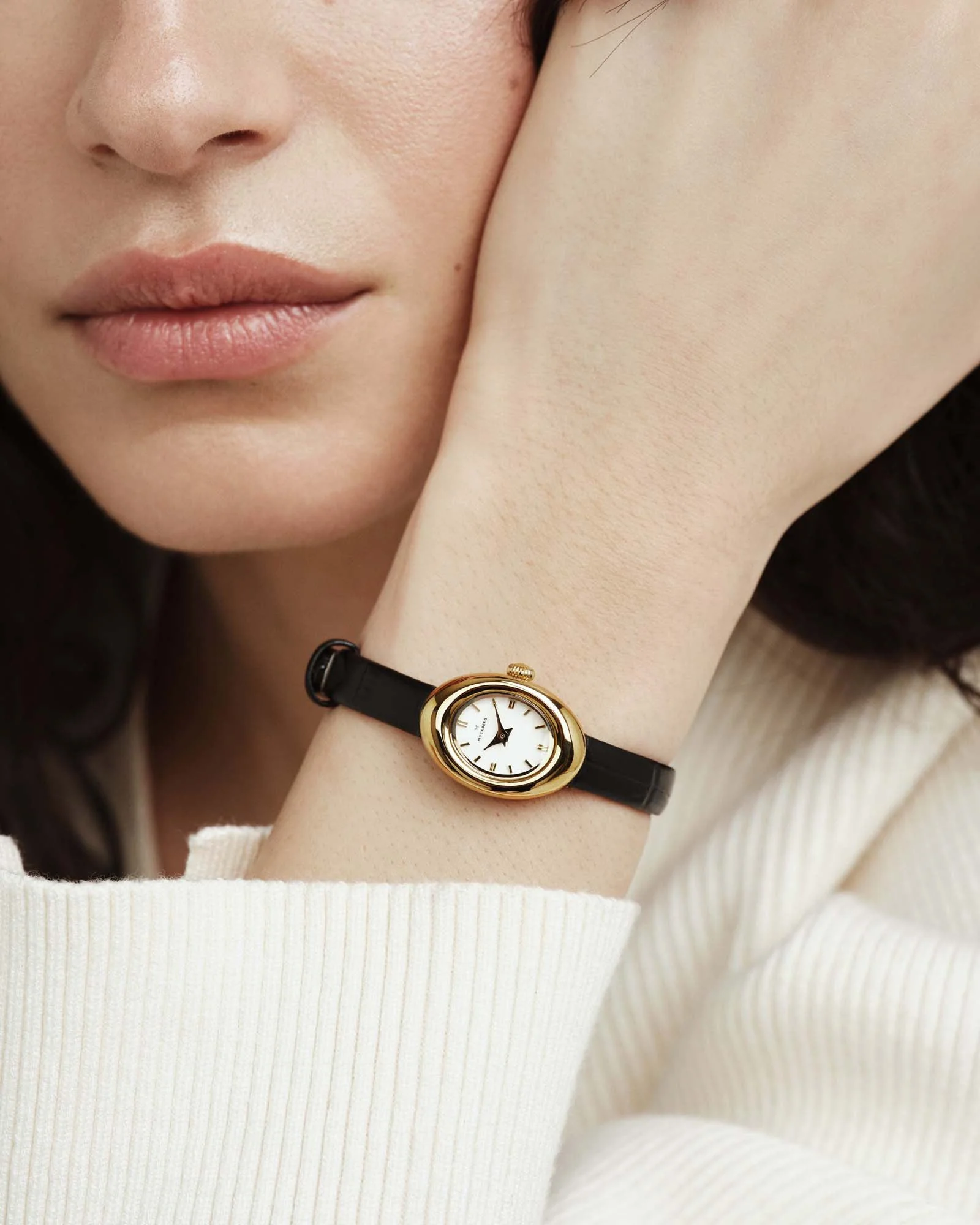 Belle Oval Petite Leather Watch - Image 3