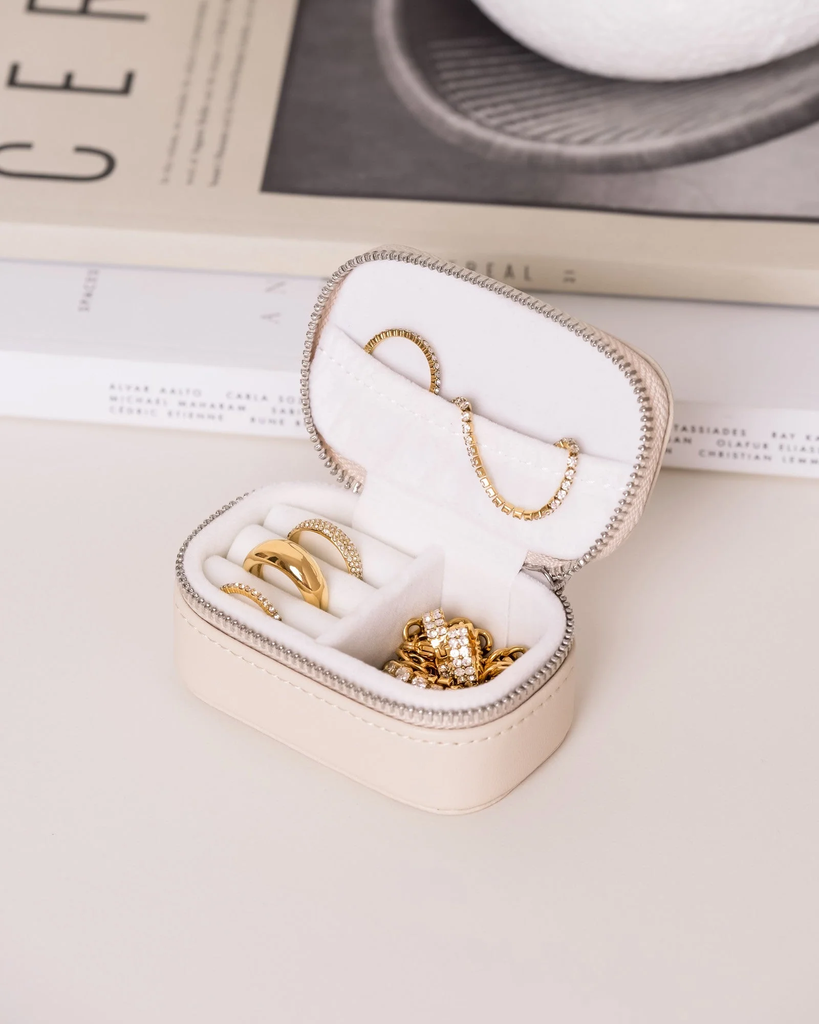 Jewelry Case Box Mini Beige - Image 10