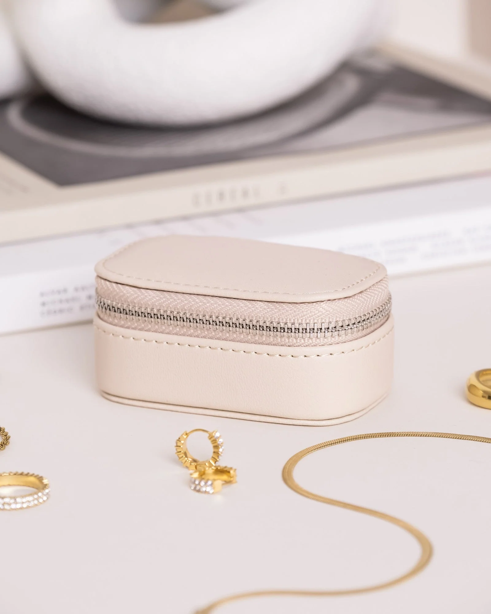 Jewelry Case Box Mini Beige - Image 4